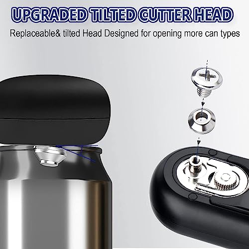 JEEWHEET Electric Can Opener, Type-C Rechargeable Tin Opener, with Replaceable Blade, One Touch Automatic Jar Opener,Safe Smooth, No Sharp Edges,