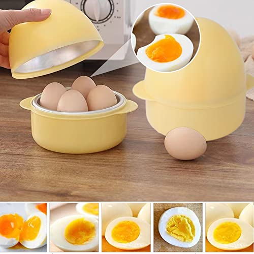 Microwave Egg Boiler,Portable Egg Cooker for Microwave,Cute Compact Design Quick Egg Boiler 4 Eggs Capacity,Kitchen Egg Boilers for Hard Soft Boi
