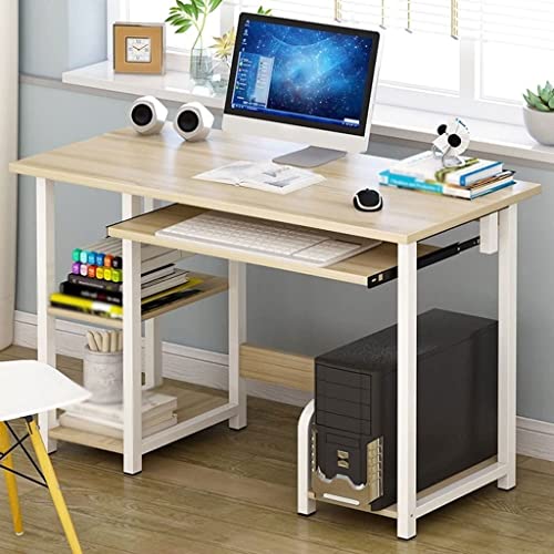 N/A Home Laptop Notebook Computer Desk, Computer Desk with Sliding Keyboard Tray Shelf and Lockers Home Office Furniture