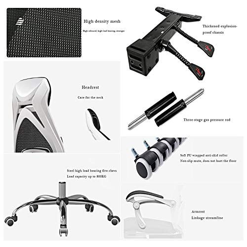 LIRUXU Office Chair Breathable Mesh Computer Chair with Ergonomic Adjustable Lumbar Support, Black Swivel Desk Chair with Adjustable Armrest and