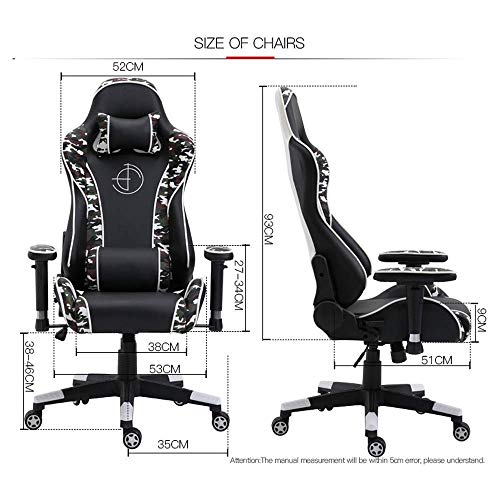 Mu Rotating Game Chair, Racing Style with Lumbar Support and Headrest, Adjustable Office Chair, Metal Frame Internal Sponge, Suitable for Game Ha