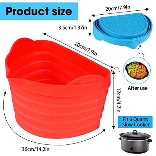 Slow Cooker Liner Silicone, 2pcs Food-Grade Silicone Slow Cooker Divider Liners Reusable Slow Cooker Accessories Fit 6-8 Quarts Crockpot, Leakpro