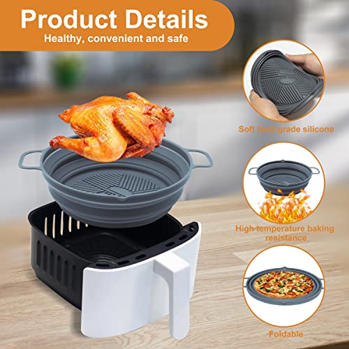 Air Fryer Silicone Liner, 2Pack / 7.5inch Reusable Air Fryer Silicone Pot, Non Stick Air Fryer Liners, Air Fryer Accessories, Round Baking Tray F