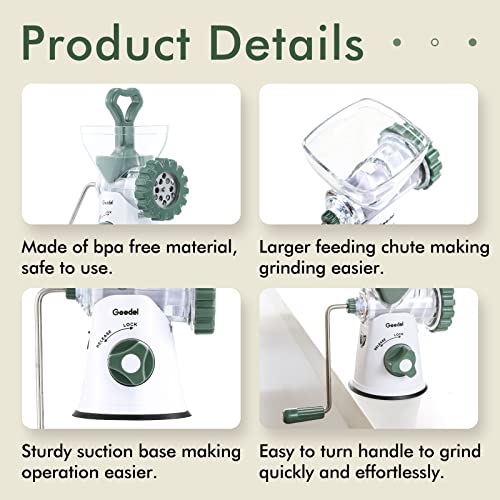 Geedel Meat Mincer Grinder and Sausage Maker Machine,Easy Cleaning & Fast Cutting Manual Meat Grinder,Suitable for Ground Meat, Sausage, Churros,