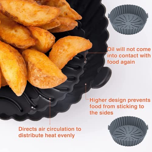 Silicone Air Fryer Liners, 7.8 inches 2PCS Liners Reusable Accessories Non-Stick, Oil-Proof, Water-Proof. Food Grade Silicon Baking Tray for Roas