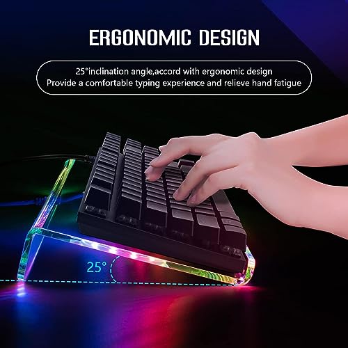 KUWAI Acrylic Clear Keyboard Tray Holder, LED Backlit Keyboard Riser, LED Clear Backlit Keyboard Tray, Acrylic PC Keyboard Stand, Computer Keyboa