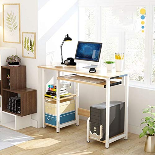 N/A Home Laptop Notebook Computer Desk, Computer Desk with Sliding Keyboard Tray Shelf and Lockers Home Office Furniture
