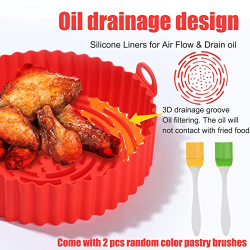 Silicone Air Fryer Liner,7.9 Inch Air Fryer Liners Reusable,Air Fryer Accessories,Replacement for Disposable Parchment Paper Liner(2 Pack-Pink &