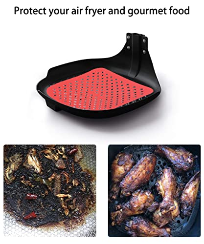 Kikuo 2 Pieces Air Fryer Liners, Reusable Air Fryer Silicone Liners, Food Grade Non-Stick Easy to Clean Square Silicone Replacement Air Fryer Acc