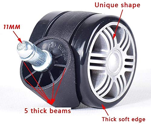 GTYT Office Chair Casters M11 Stem Universal Swivel Double Wheel Silent Rubber Furniture Computer Chair Replacement Wheels For Wooden Floor Carpe