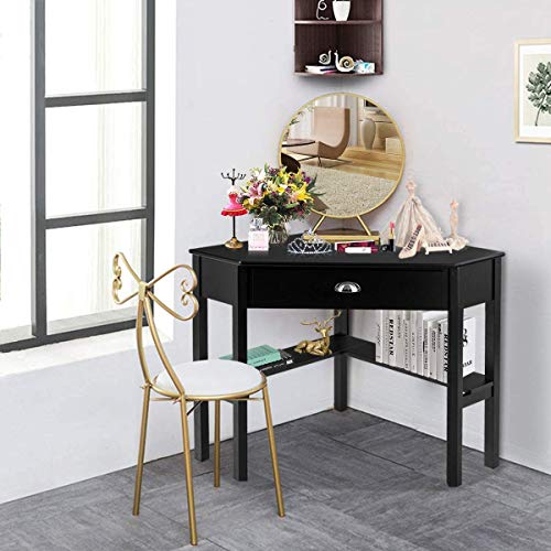 rivallycool Home Office Desks, Mdf,Steel,Wood, Black