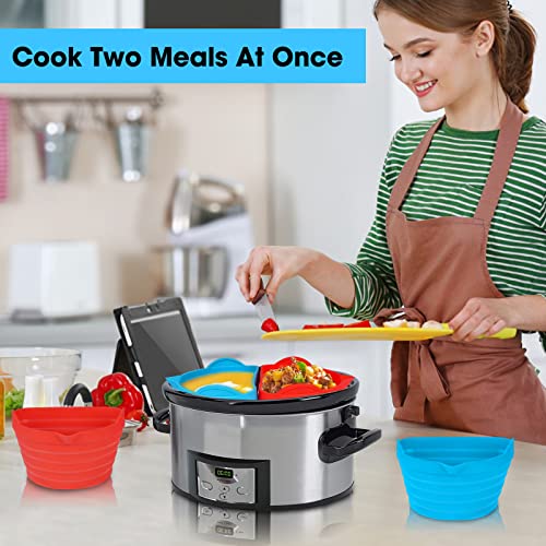 Slow Cooker Liner Silicone, 2pcs Food-Grade Silicone Slow Cooker Divider Liners Reusable Slow Cooker Accessories Fit 6-8 Quarts Crockpot, Leakpro