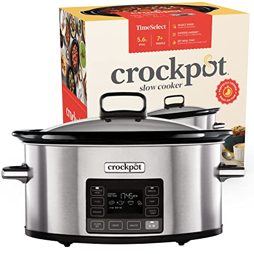 Crockpot TimeSelect Digital Slow Cooker | Programmable Digital Display | 5.6 L (7+ People) | Keep Warm Function | Energy Efficient | Stainless St