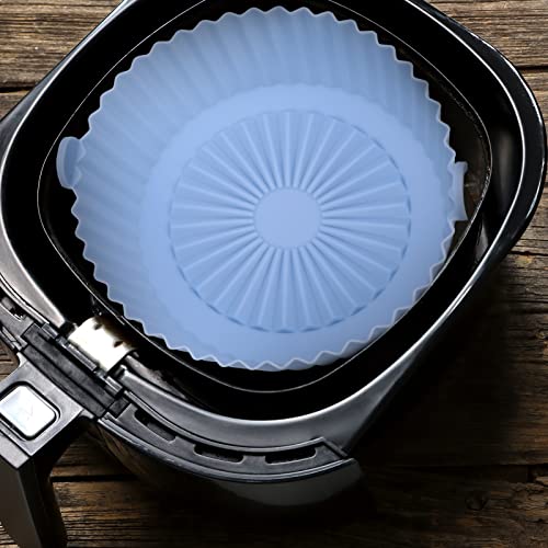 FANTESI 2 Pcs Air Fryer Silicone Liner, 6.3 Inch Round Silicone Baking Pan Air Fryer Paper Liners Replacement Round Silicone Mats Air Fryer Baske