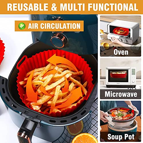Air Fryer Silicone Pot, 2PCS Reusable Silicone Air Fryer Liners, 7.9 inch Round Air Fryer Basket, Non-Stick Air Fryer Accessories, Replacement of