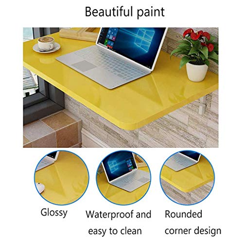 MYYINGELE Folding Wall-Mounted Table, Solid Wood Wall Table, Dining Table, Computer Desk for Small Space, for Office Home Kitchen, Black, 60x40cm