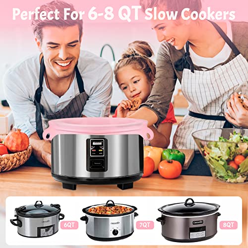 Silicone Slow Cooker Liners, Kitchen Reusable Cooking Bags Leakproof & Easy Clean Bags Liners Fit 6-8 Quarts Crockpot for Oval or Round Pot (A)