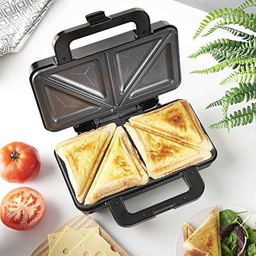 Lewis's Deep Fill Toastie Maker, 2 Slice Sandwich Toaster, Non Stick Plates, Power Indicator Light (900W)