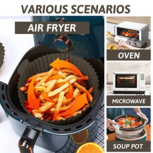 tannac Air Fryer Liner, 8.5 Inch~10 Inch Reusable Silicone Air Fryer Pot,Non-Stick Oil Filter Design 100% Food-Grade Kitchen Mat, 22cm Large Repl
