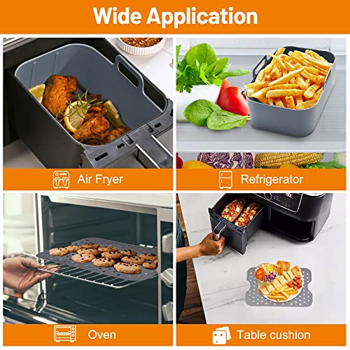 HitTopss 6-Pack Silicone Air Fryer Liner, Air Fryer Silicone Pot Set for Ninjas Dual Air Fryer, Air Fryer Silicone Baking Tray Basket for Ninja/I