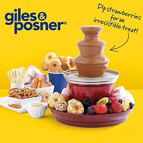 Giles & Posner EK3428G Electric Chocolate Fountain, 3 Tier Cascading Fondue Set with Hot Melting Pot Base, Party Dip & Share Machine, Mini Set In