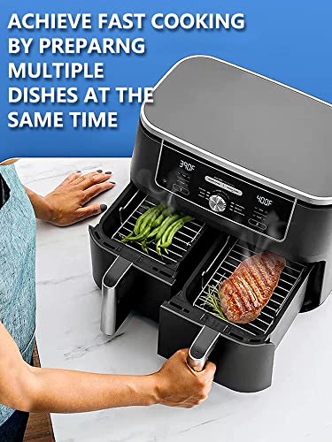2Pcs Air Fryer Rack, Air Fryer Rack Compatible for Ninja Dual Air Fryer Multipurpose Air Fryer Accessories Stainless Steel Dual Air Fryer Rack wi