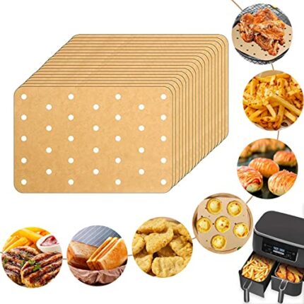 Air Fryer Paper Liners Disposable, 120PCS Unbleached Air Fryer Parchment Paper for Ninja Foodi Dual Air Fryer, 5.5x8in Nonstick Air Fryer Liners