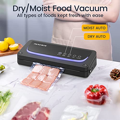 ALACRIS Vacuum Sealer Machine, Full Automatic Vacuum Food Sealer with Starter Kit, Built-in Cutter & Roll Bag Storage, 8-in-1 Vacuum Packer for D