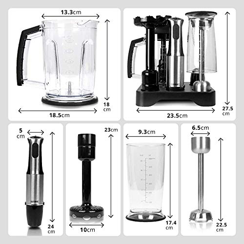 Duronic Hand Blender HB8010 | Immersion Stick Blender | 5 Speed | Turbo Function | 800W | Stainless-Steel | Cooking Wand with Four Attachments: W