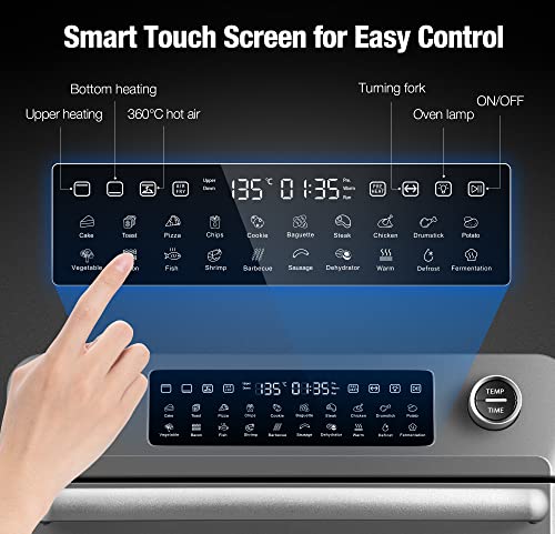 Hauswirt Air Fryer Oven 25 Litre Extra Large, Countertop Convection Oven with Grill/Airfryer/Dehydrator, Digital Touch Screen, Enamel liner, E-re