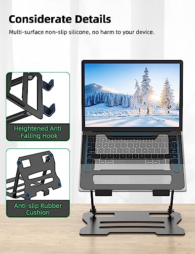 Rupoku Adjustable Laptop Stand, Ergonomic Laptop Riser Heat Vent Computer Stand for Desk, Foldable Portable Tablet Notebook Holder for MacBook Pr