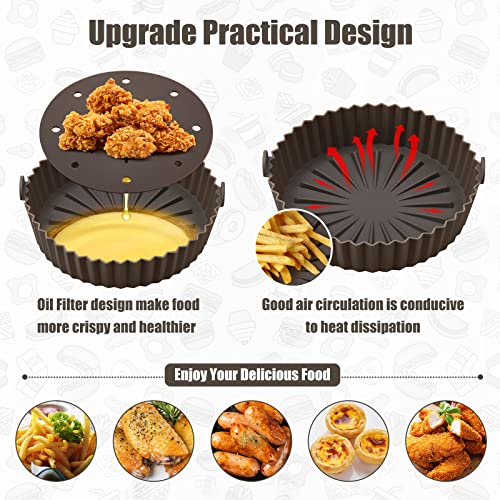 Echify Silicone Air Fryer Liner - 24cm | 9.5 Inch Reusable Air Fryer Liners with Oil Filter Mat 2Pcs Large Airfryer Liners Set Air Fryer Silicone