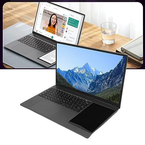 Aeun Laptop, 4 Core 4 Thread Laptop Computer Front 0.3MP Camera Dual Screen M.2 2280 100-240V 16G LPDDR4 N5095 Processor for Office (UK Plug 16G+