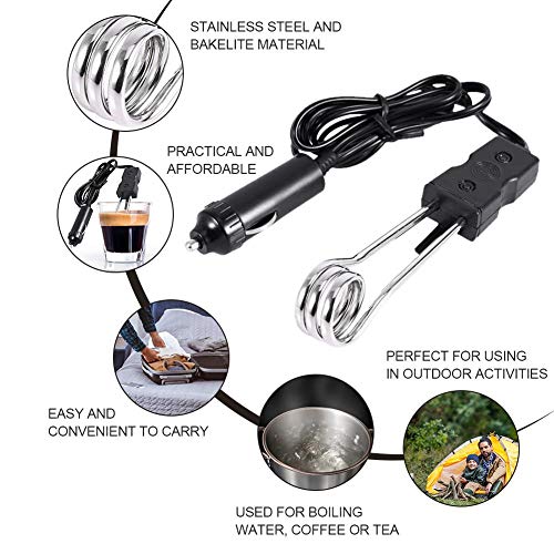 Immersion Heater, Mini Portable 12V/24V Car Immersion Boiler, Tea Coffee Water Auto Electric Water Heating Part (24V)