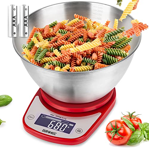 Duronic Kitchen Scale KS5000 Extra-large 3L bowl and electronic backlit LCD display / 5kg Capacity / 1g measurement ideal for precise wet and dry