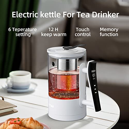 Electric Kettle,1.2L Electric Tea Kettle With Touch Control, Smart Temperature Control Hot Water Kettle With Removable Infuser,Tea Maker Coffee P