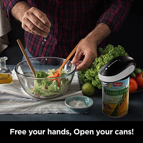 Kitchen Mama One-to-Go Electric Can Opener: Open Cans with One Press - Auto Detect & Cut Any Can Shape, with Auto-Stop, No Sharp Edges, Handy Lid