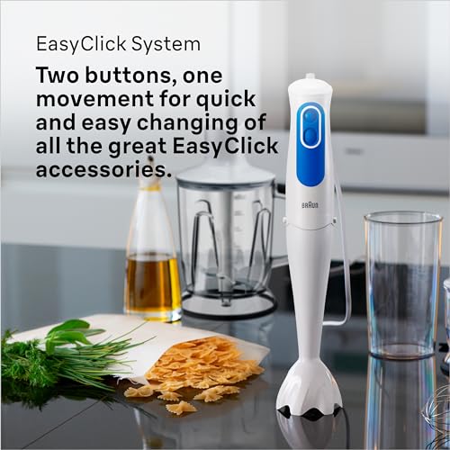 Braun MultiQuick 3 MQ3025 Hand Blender, Omelette Mixer, 2 Speeds, Splash Control, Dishwasher Safe parts, 350ml Chopper, Whisk and BPA-Free Plasti