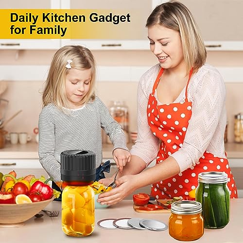Electric Mason Jar Vacuum Sealer Kit for Wide and Regular Mouth, HUIJUTCHEN Cordless Mason Jar Sealer Vacuum Kit with LED Display for Power, Work