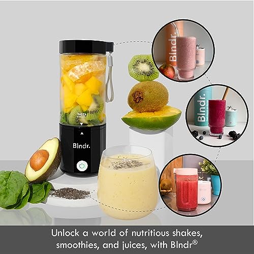 Blndr | Portable, Rechargeable Blender & Smoothie Maker | 420ml Capacity, 6 Stainless Steel Blades, 4000mAH Battery (Carbon Black)