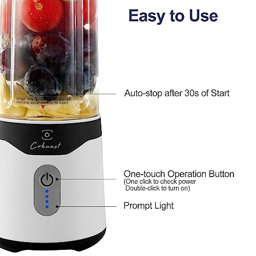 COKUNST Portable Blender for Smoothies and Shakes, 18 Oz Personal Blender with 6 Blades and Type-C Rechargeable, Portable Mixer Cup Fruit Juicer