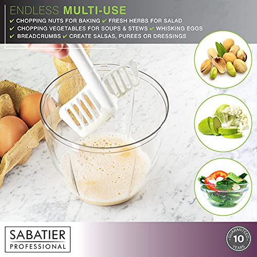 Large Manual Hand Food Chopper - Sabatier Professional Nut, Fruit and Vegetable Processor, Slicer, Cutter And Dicer. Pull String, Stainless Steel