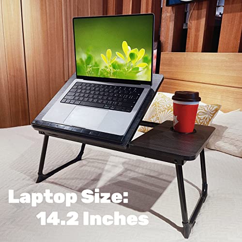 Laptop Desk for Bed or Couch, Woking in Bed Desk, Home Office Desks, Breakfast Tray Desk, Desk with Cup Holder, Watch Movies in Bed, Fordable Leg