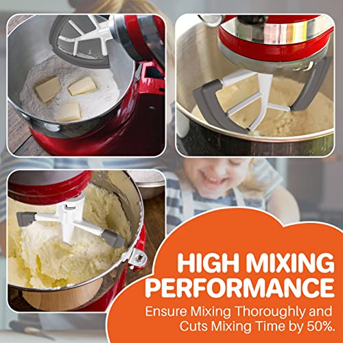 FUNYKICH 4.5/5 Quart Flex Edge Beater for KitchenAid Tilt-Head Stand Mixer, All-Metal Die Cast Blade with Both-Sides Flex Silicone Edges Bowl Scr