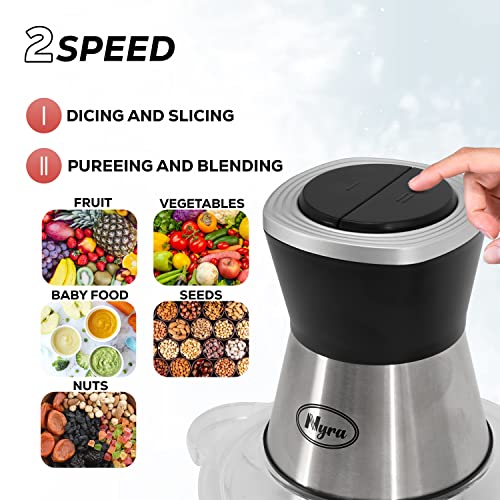 Nyra Electric Food Processor/ Food Chopper- Dual speed, 4 Blades, 350 Watt - 2 Liter Glass Bowl - Meat Grinder Fruits And Vegetable Chopper 1 Yea