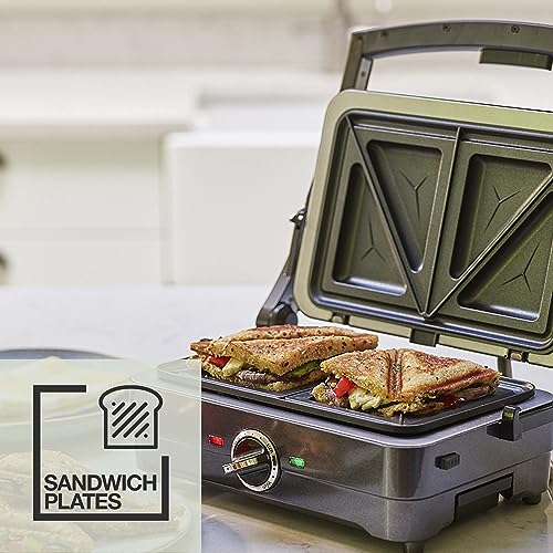 Cuisinart 2-in-1 Grill and Sandwich Maker, Non-Stick Removable Plates, Midnight Grey, GRSM4U