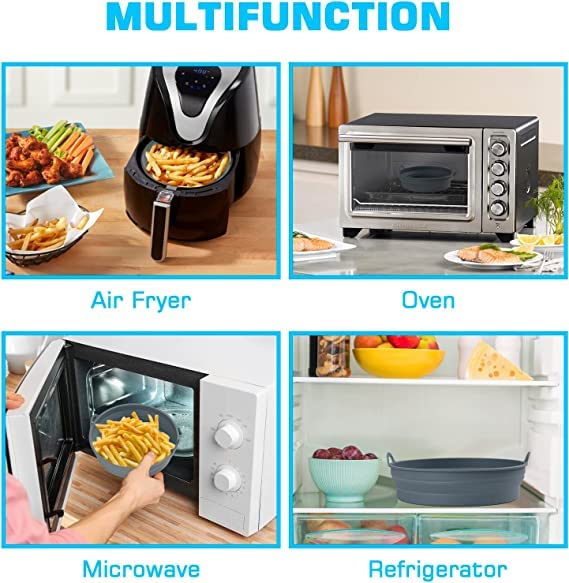 Foldable. 2Pc air fryer silicone liner, air Fryer Liners Reusable 。7.8" /20cm,Compatible with Ninja, Tower, COSORI