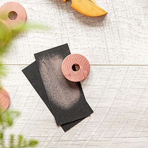 32 Pack Cedar wood Rings & 100% Natural Moth Repellent - Organic Clothes Moths - Aromatic Cedar Rings - Moth Killer for Wardrobes Hanging, drawer
