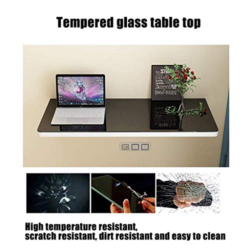 MYYINGELE Wall Mounted Drop Leaf Table, Folding Wall computer desk, Collapsible floating workbench For home, office, garage, RV, Boat, Black, 60