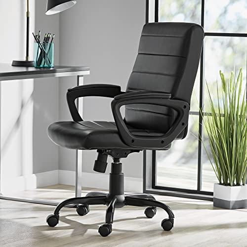 TJLSS Mid-Back Manager's Office Chair Bonded Leather